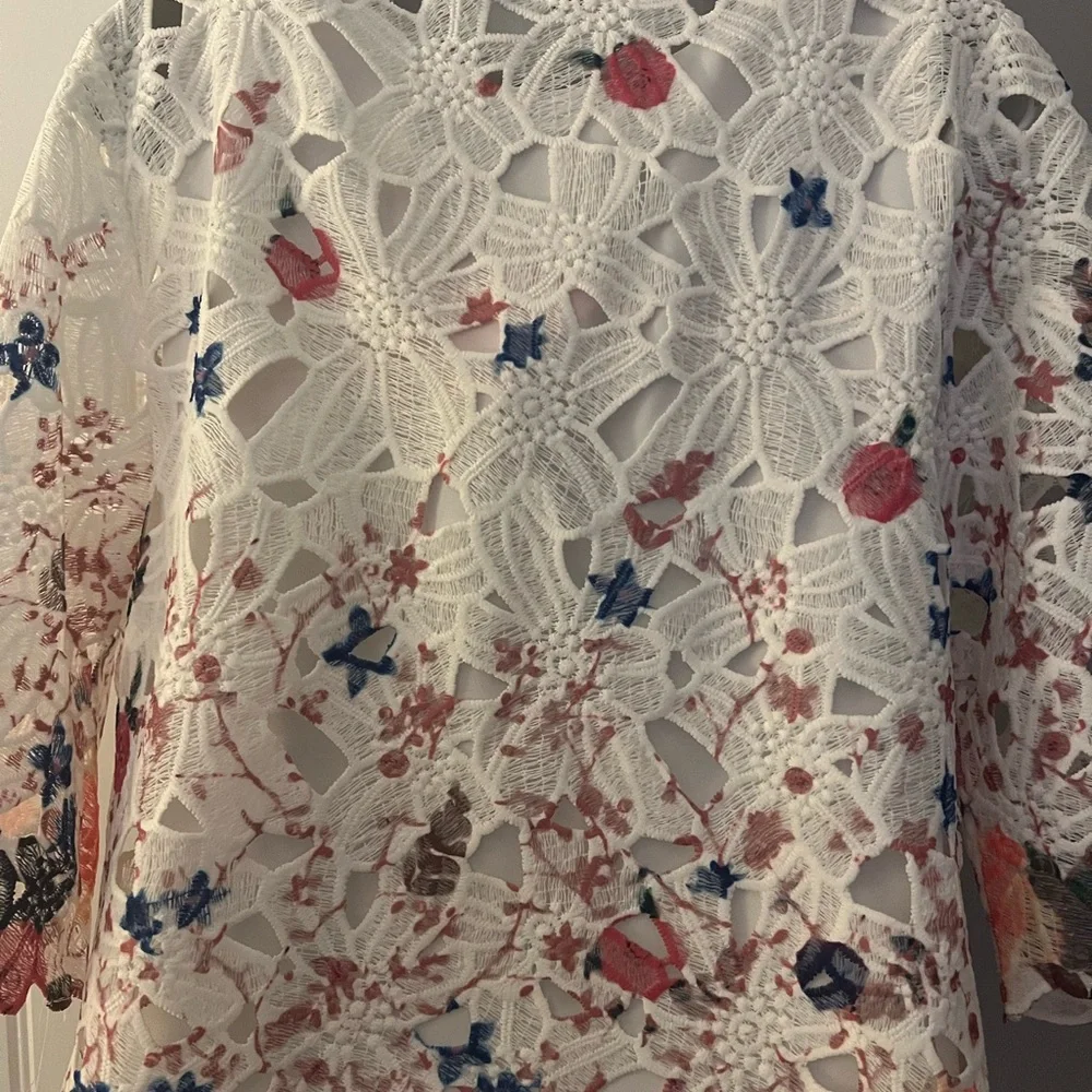 NWOT CHRISMcLAUGHLIN FLORAL LACE TOP TOPPER SZ XL - Picture 8 of 13